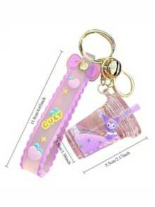 Sanrio 1 Stück Milchtee Tasse Flüssig-Quicksand Schlüsselanhänger, süßer Kawaii mädchenhafter Rucksack-Anhänger, Party Geschenk, Geburtstagsgeschenk