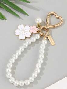 1 Móc khóa hợp kim hình hoa ngọc trai giả, Bộ móc khóa hoa anh đào và ngọc trai giả thiết kế mới, Móc khóa ngọc trai giả dễ thương đeo cổ tay cho phụ nữ và học sinh, Phụ kiện túi xe hơi, Phụ kiện túi đeo cổ tay phong cách Goth Y2k, Dây đeo cổ tay có ngăn đựng thẻ, Phụ kiện túi xe hơi, Quà tặng Giáng sinh - Nhiều màu - Xem 2