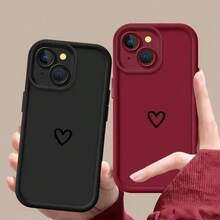 1pc Colorful Gradient Heart & Evil Eye Print Soft Phone Case, Couple Design, Compatible With IPhone 16, 16PM, Compatible With Infinix Smart 7, Spark Go 2024, Compatible With Infinix Hot 40/40PRO/SPARK 20 PRO, Compatible With Galaxy S25 Ultra Waterproof Shockproof Anti-Fall Scratch Resistant,International Version, Not The Domestic Version - Black - View 2