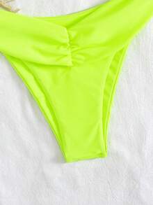 Conjunto de bikini de un solo color con estilo sexy y lindo con lazos en la espalda, con nuevo estilo europeo y americano para mujer