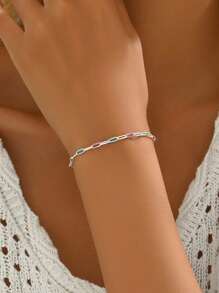 1 pieza Brazalete de cadena de cobre de colores a la moda, accesorio casual diario unisex, regalo para ocasiones especiales