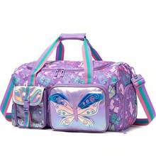 儿童旅行包、女孩旅行包、儿童过夜包、女孩舞蹈包、女孩周末旅行包、带鞋仓的健身包 - 卡通旅行袋 - 查看 7