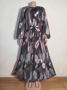 Arabic Style Simple Casual Dress, Fashion Daily Wear,Modest - Multicolor - View 3