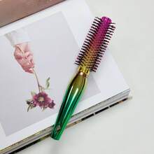 1PC Luxury Professional Round Hairbrush, Air Cushion Comb For Styling, Soft Bristle, Scalp Massage Comb, All Hair Types, Comfort Grip Handle, Effective Tool, Hair Care, Anti-Static, Detangling, Straight/Curly, Mirror Surface, Rainbow, Gift