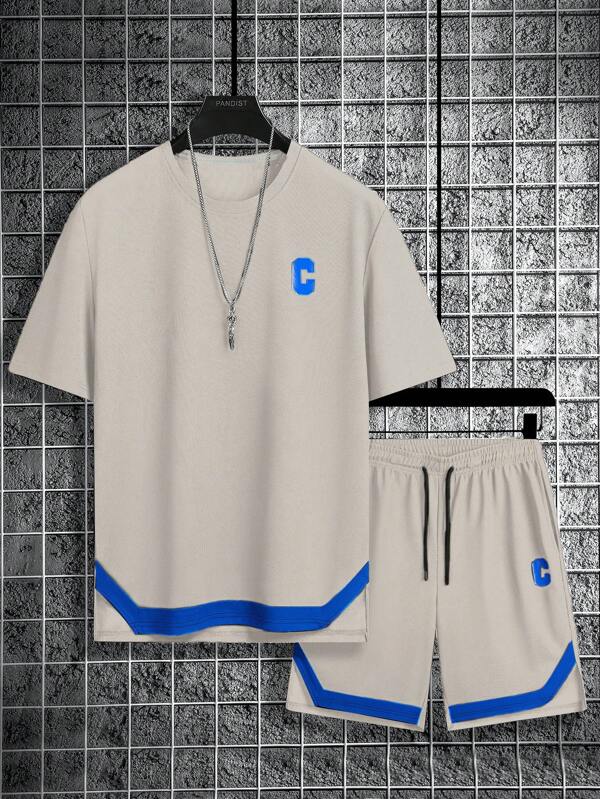 2pcs/Set Men's Sports Outfit, Summer Running Short Sleeve, Casual Basketball Outdoor Fitness Lightweight & Breathable