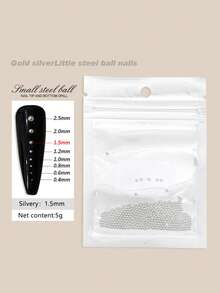 5G 微型 0.4 毫米金属小圆珠珠宝，银色和金色，美甲 DIY 配件 美甲用品 指甲 指甲饰物 指甲宝石 - 彩色 - 查看 8