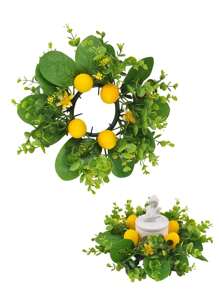 1PC/2PCS Artificial Lemon Wreath Plant Green Plant Leaves Realistic Lemon Used For Kitchen Dining Table Balcony Indoor And Outdoor Party Decoration