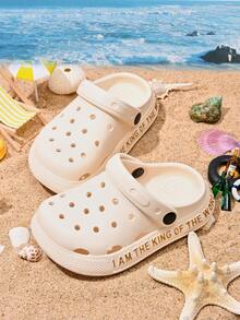 1 Pair Kids Boys' Comfortable Fashionable Casual Lightweight Breathable Cute Slip-On Beach Sandals, Suitable For Summer - Beige - View 3