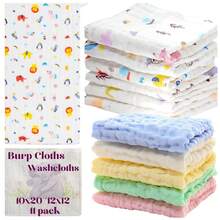 11 Pcs(6pcs 20"X10"+5pcs 12"X12") Baby Washcloths,Baby Stuff,Baby Christmas Gift,Baby Soft Face Cloths For Newborn, Absorbent Bath Face Towels - 11pcs combination set - 查看 1