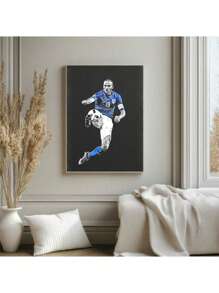 Set Of 1/3 Pcs Soccer Player Pop Wall Arts Soccer Star Posters Sports Printmaking Canvas Posters Printing Modern Stadium Living Room Bedroom Home Decoration Unframed-Style, Wall Art With Frame
