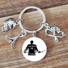 Personalized Keychain, Customizable With Name And Number, Designed Specifically For Private Ice Hockey Players, Hand-Painted Patterns, Fashionable Ice Hockey Fan Gift Keychain - Multicolor - View 10