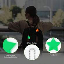 Reflective Keychains, Star And Heart Shape Bag Charms For Night Safety, Camping Travel Essentials, Christmas Gift For Friends, Reflective Keyring For Backpack Pet Stroller Wheelchair Accessories (Multicolor) - Multicolor - View 3