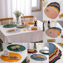 黑色人造革餐垫套装，2 件装，厨房餐垫，可水洗，耐用，防滑隔热，适合家居厨房装饰 - 彩色 - 查看 4