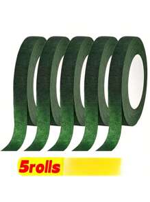 1/3/5 rouleaux de papier de ruban adhésif vert pour bouquet de fleurs - matériau en nylon durable, parfait pour les fleurs DIY, les décorations de mariage et de fête, les arrangements floraux, les essentiels de la décoration d'événement Rouleaux empilés avec soin Ruban facile à utiliser