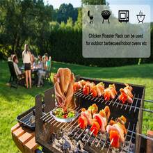 1个不锈钢烤鸡架 - 多功能烤鸡架，带滴油盘，适用于烧烤、烤箱等。它是一款不粘锅、可折叠的户外烹饪露营多功能烧烤配件，确保每次烤出的鸡肉都完美无瑕。厨房、厨房配件、家用厨房、厨房用品、家居用品、厨房用具、厨房小工具 - 彩色 - 查看 11