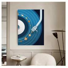 1 pieza Póster de arte de pared con pintura vintage abstracta y minimalista sin marco, de un piano de dibujos animados, guitarras y notas musicales, decoración moderna para sala de estar, dormitorio, sala de estudio, cafetería, sala de música y hogar