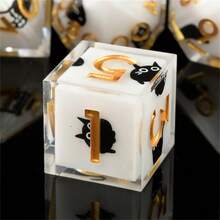 طقم نرد قطة سوداء جذابة، 20 وجه مصنوع يدويًا من طبقتين، مناسب للأدوار، ألعاب الطاولة، عيد الميلاد، ، هدايا، إمدادات الحفلات - أبيض - مشاهدة 6