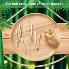 100pcs/200pcs/300pcs, High-Quality Wooden Fruit Fork, Disposable Dinner Fork, Perfect For Party Events, Suitable For Cocktail, Fruit, Pastry, Dessert, Bamboo Mini Fork, Appetizer Fork