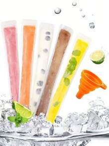100pcs-Long Ice Cream Bags For Vegetable/Juice, Puree, Ice Cream, Fruit Ice, Storage Bags That Can Be Sealed At Cold Temperatures, DIY Ice Cream Bags And Food Packaging Bags Gift Bags For Parties Kitchen, Disposable Lollipop Ice Bags Crushed Ice Ice Bags Self-Sealing Transparent Lollipop Ice Bags
