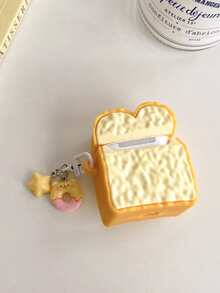 1 Stück süßer Teddybär Toastbrot Stil Bluetooth Kopfhörer Hülle, kompatibel mit Apple 1/2/3/4, Pro/Pro2, staubdicht, stoßfest, kratzfeste Kopfhörerschutzhülle