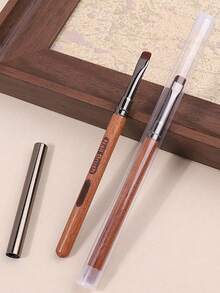 1pc底胶刷日式专业短毛小方形光疗笔高档檀香刷美甲沙龙专用工具 - 咖啡棕 - 查看 4