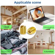 Threaded Inserts For Wood, Installation Kit, Brass, Includes 1/4-20 Knife Thread Inserts (10pcs), Drill, Installation Tool - 1 - View 4
