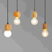 2pcs Vintage Lamp Base & Lamp Holder, Personalized Industrial Style E27 Lamp Base, Aluminum Lamp Holder, Wooden Lamp Holder With Wire, Pendant Light Metal Base
