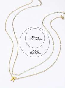 Set de 2 piezas de nuevo collar de cadena con cuentas y colgante de letra inicial A-Z de acero inoxidable de moda para mujeres