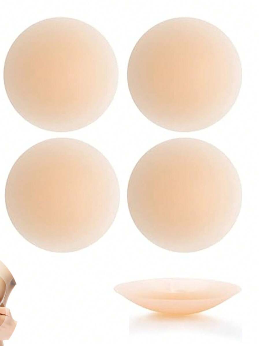 4 Pieces Silicone Nipple Cover Breast Protector Nipple Aureole - Apricot - View 1