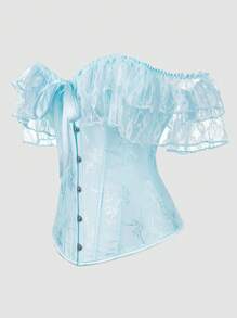 Women's Off Shoulder Jacquard Waist Corset Lace Strap Tops, Suitable For New Year Party, Valentine's Day, Holiday, Halloween Costume