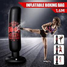 1 Piece 1.6m Adult Young People Universal Fitness Vertical Inflatable Sandbag Boxing Column Inflatable Tumbler Sandbag Punching Bag