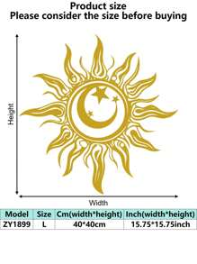 1pc Metal Sun And Moon Themed Wall Art Decor, Iron Crafted Home, Restaurant Decoration, Perfect Accent For Christmas, Personalized Farmhouse, Patio, Porch, Unique Gift Idea For Him/Her, Boyfriend/Girlfriend, Dad, Mom, Family, Friends, Valentine's Day, Children's Day, Father's Day, Graduation, Wedding, Housewarming, Living Room, Bedroom, Office, Family Dinner Gifts Birthday