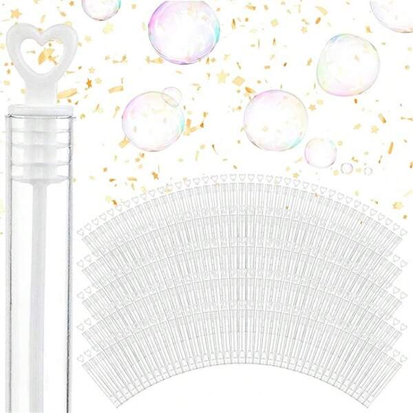 80 bacchette bianche a forma di cuore per bolle di sapone - Bolle perfette, ideali come omaggi per feste, matrimoni, anniversari, San Valentino, riunioni di famiglia, regali speciali per coppie (escluso il liquido per bolle), regali per compleanni estivi, articoli per la spiaggia, forniture scolastiche, decorazioni per la stanza