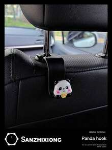 2 件可爱熊猫汽车座椅靠背储物挂钩，创意汽车内饰悬挂收纳配件