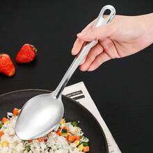 1pc/2pcs Stainless Steel Serving Spoon - Large Size, Ergonomic Metal Self-Serve Spoon, Suitable For Hotel, Cafeteria, Home Use And Outdoor Picnic, Elegant And Durable