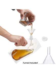 10 件装塑料瓶隐藏式可重复使用饮料袋，防漏塑料，非常适合旅行和户外运动，带 1 个漏斗的储水袋，8 盎司隐藏式设计可重复使用饮料袋，适合万圣节、圣诞节、感恩节、秋冬季节