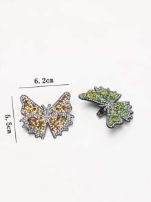 2pcs Removable Creative Butterfly Rhinestone Decor Decorative Shoe Clips, Colorful And Shiny