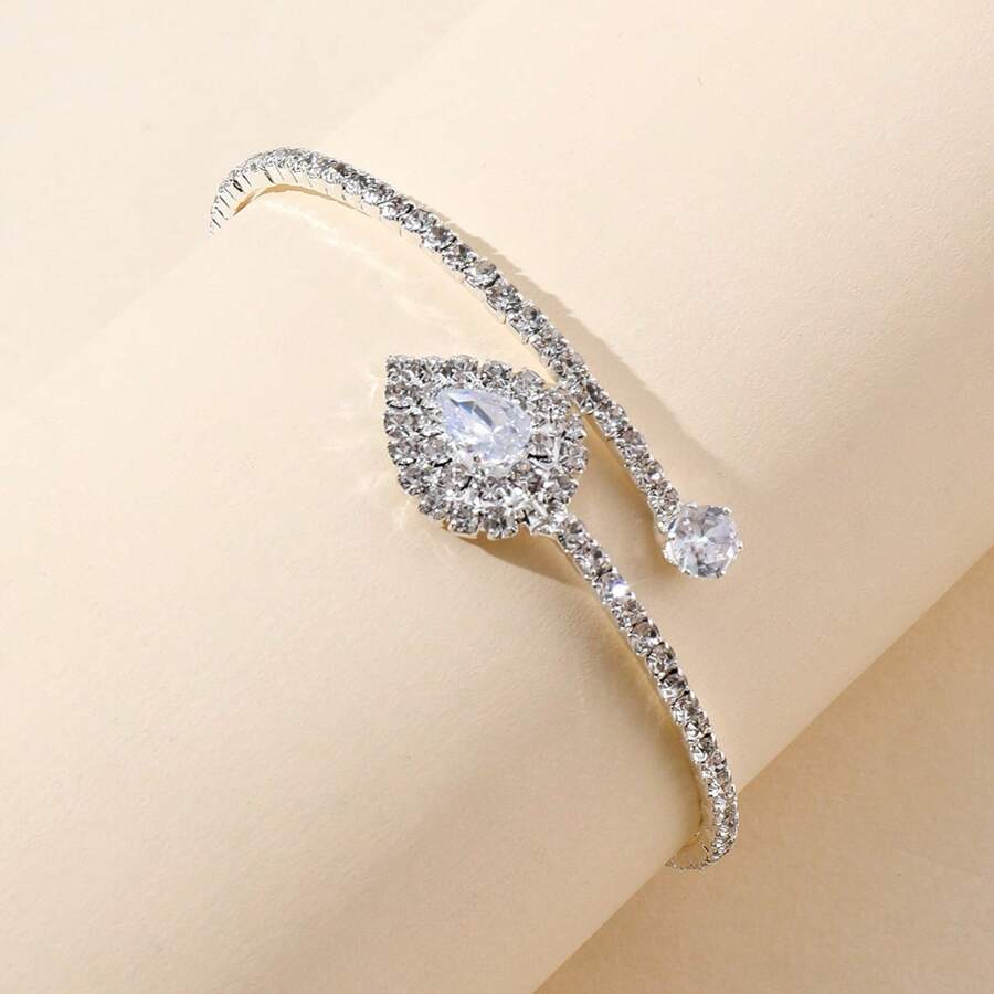 1 Stück Kubischem Zirkonia Dekor, Manschettenarmreif Kupfer Schmuck