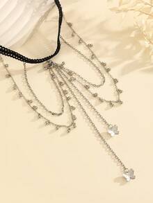 1pc Women Multilayer Chain Butterfly Star Leg Chain, Exaggerated Sexy Lace Elastic Rope Leg Chain, Suitable For Daily Wear,Gift - Multicolor - View 3