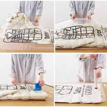 3pcs Hanging Transparent Vacuum Compression Storage Bags, Wardrobe Organizer Bags For Clothes, Coats, Down Jackets, Dust Cover - White - View 4