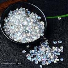 1 stuk 100/200 g natuurlijke maansteenkiezels, voor aquariumdecoratie, sieraden maken en woonaccessoires - regenboogblauwgroene tot witte semi-transparante stenen, geschikt voor glazen containers, vazen en plantenaccessoires, woonaccessoires | Natuurlijke decoratie | Glanzende uitstraling, aquariumdecoratie-accessoire