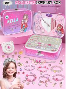 Perles pop, kit de création de bijoux - arts et artisanat pour les filles de 3 à 7 ans, jouets à perles à clipser - collier, bracelet, bague, set de création DIY