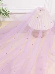 2pcs/1pc Faux Pearl Decor Table Runner, Wedding White Pearl Tulle Tablecloth, Wedding Decor Nylon Mesh Fabric, Pearl Hollow Out Mesh Fabric, Suitable For Wedding Arch Decor, Reception, Bridal Shower, Party Decor, Chair Sash, Event Backdrop