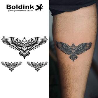  Boldink Power Edition - Eagle Tattoo Sticker | Waterproof, Sweatproof 3D Embossed | Lasts 14 Days Without Fading | Gym Muscle Display Gadget | American Vintage Street Style | Confident Mark For Men