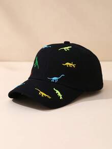 1pc Kids Cute 3D Dinosaur Cartoon Embroidered Outdoor Sun-Shading Stylish Versatile Baseball Cap - Blue - View 15