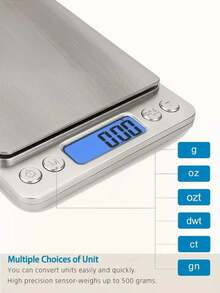 1pc 3kg-0.1g Stainless Steel Kitchen Scale, Multifunctional Electronic Scale, High Precision 0.01g, Suitable For Food Cooking And Baking - Silver - View 4