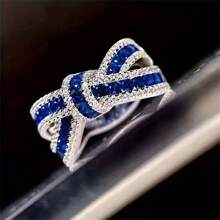 Elegant Promise Ring, Unique Bow Design With Shining Cubic Zirconia, Engagement/Wedding Ring, Suitable For Formal Wear As Gift For Her