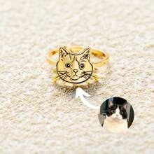 Custom Pet Portrait Ring, Pet Photo Ring For Pet Lover, Engraved Dog Cat Ring, Pet Memorial Jewelry Gift, Pet Remembrance, Gift For Her