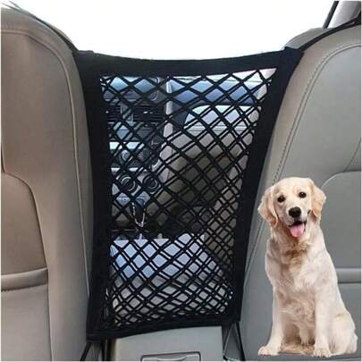 Barreira ajustável para assento de carro para animais de estimação - Rede de armazenamento multifuncional para banco traseiro, organizador de carro à prova de animais de estimação com bolsos de malha, divisor de espaço para assento de carro e acessório para animais de estimação