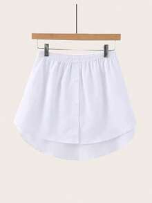 Boho Inner Wear Overlay Skirt 2 In 1, Faux Shirt & Ribbed Mini Skirt, Pair With Shirts & Sweaters - Style 1 - View 7